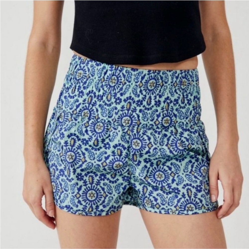 Free People The Way Home Shorts Women's Sz Large Turquoise Mint Combo